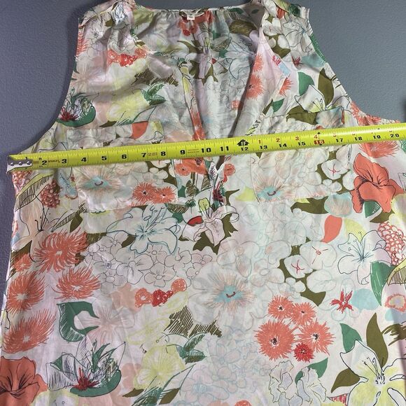 J.Crew 100% Silk Dress Mini Floral Sleeveless V-Neck Womens Size M Cream Orange - Picture 5 of 10
